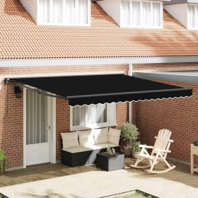 Toldo Retráctil Negro 400 x 300 cm Poliéster y metal en Toldos | Comprar online en Foru.es