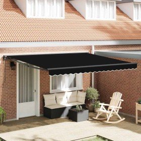 Toldo Retráctil Negro 400 x 300 cm Poliéster y metal en Toldos | Comprar online en Foru.es
