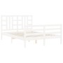Estructura de cama matrimonio con cabecero madera maciza blanco de vidaXL, Camas y somieres - Ref: Foro24-3193927, Precio: 14...