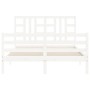 Estructura de cama matrimonio con cabecero madera maciza blanco de vidaXL, Camas y somieres - Ref: Foro24-3193927, Precio: 14...