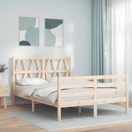 Estructura de cama con cabecero madera maciza 120x200 cm de vidaXL, Camas y somieres - Ref: Foro24-3194371, Precio: 123,03 €,...