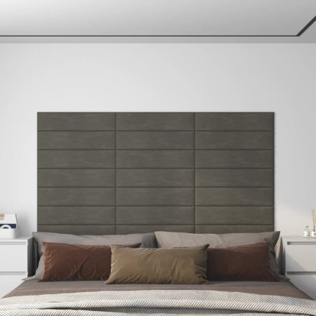 Paneles de pared 12 uds terciopelo gris oscuro 60x15 cm 1,08 m² de vidaXL, Recubrimiento de paredes - Ref: Foro24-343836, Pre...