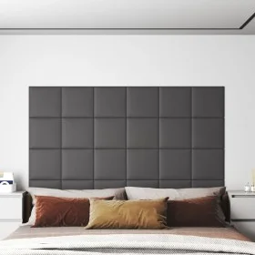 Wall panels 12 pcs gray synthetic leather 30x30 cm 1.08 m² by vidaXL, Wall covering - Ref: Foro24-343802, Price: 40,40 €, Dis...