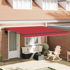 Toldo Retráctil Manual Rojo 400 x 300 cm Poliéster y Acero en Toldos | Comprar online en Foru.es