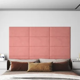 Paneles de pared 12 uds terciopelo rosa 60x30 cm 2,16 m² de vidaXL, Recubrimiento de paredes - Ref: Foro24-343866, Precio: 55...