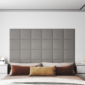 Paneles de pared 12 uds tela gris claro 30x30 cm 1,08 m² de vidaXL, Recubrimiento de paredes - Ref: Foro24-343789, Precio: 45...