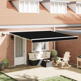 Toldo Retráctil Manual Negro 400 x 300 cm Tela y acero en Toldos | Comprar online en Foru.es