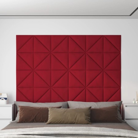 Paneles de pared 12 uds terciopelo rojo tinto 30x30 cm 0,54 m² de vidaXL, Recubrimiento de paredes - Ref: Foro24-343951, Prec...
