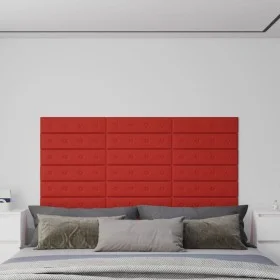 Wall panels 12 pcs red-red synthetic leather 60x15 cm 1.08m² by vidaXL, Wall covering - Ref: Foro24-343986, Price: 29,46 €, D...