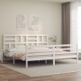 Estructura de cama con cabecero madera maciza blanco 200x200cm de vidaXL, Camas y somieres - Ref: Foro24-3194917, Precio: 154...
