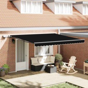 Toldo Retráctil con tira de luces LED Negro 400 x 350 cm tela en Toldos | Comprar online en Foru.es