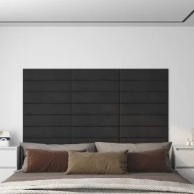 Paneles de pared 12 uds terciopelo negro 60x15 cm 1,08 m² de vidaXL, Recubrimiento de paredes - Ref: Foro24-343840, Precio: 4...