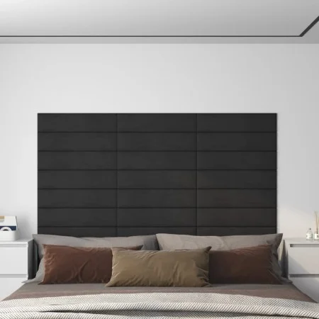 Paneles de pared 12 uds terciopelo negro 60x15 cm 1,08 m² de vidaXL, Recubrimiento de paredes - Ref: Foro24-343840, Precio: 4...