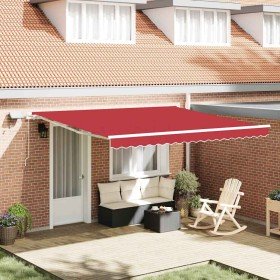 Toldo Retráctil Manual Rojo 400 x 300 cm Tela y acero en Toldos | Comprar online en Foru.es
