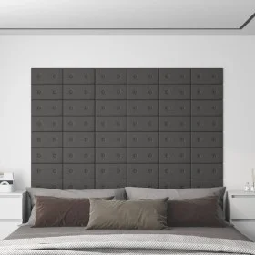 Wandpaneele 12 Stück graues Kunstleder 30x15 cm 0,54 m² von vidaXL, Wandverkleidung - Ref: Foro24-343970, Preis: 19,87 €, Rab...