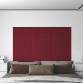 Paneles de pared 12 uds terciopelo rojo tinto 60x15 cm 1,08 m² de vidaXL, Recubrimiento de paredes - Ref: Foro24-344067, Prec...