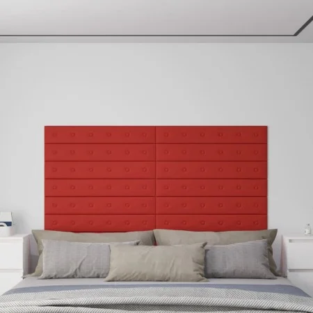 Paneles pared 12 uds cuero sintético rojo tinto 90x15 cm 1,62m² de vidaXL, Recubrimiento de paredes - Ref: Foro24-344000, Pre...