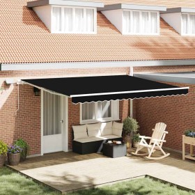 Toldo Retráctil Manual Negro 450 x 300 cm Tela y acero en Toldos | Comprar online en Foru.es