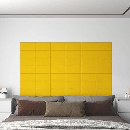 Paneles de pared 12 uds terciopelo amarillo 60x15 cm 1,08 m² de vidaXL, Recubrimiento de paredes - Ref: Foro24-344069, Precio...