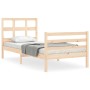 Estructura de cama con cabecero madera maciza 90x200 cm de vidaXL, Camas y somieres - Ref: Foro24-3194816, Precio: 91,21 €, D...