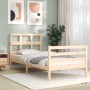 Estructura de cama con cabecero madera maciza 90x200 cm de vidaXL, Camas y somieres - Ref: Foro24-3194816, Precio: 91,21 €, D...