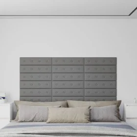 Wandpaneele 12 Stück graues Kunstleder 60x15 cm 1,08 m² von vidaXL, Wandverkleidung - Ref: Foro24-343984, Preis: 28,00 €, Rab...