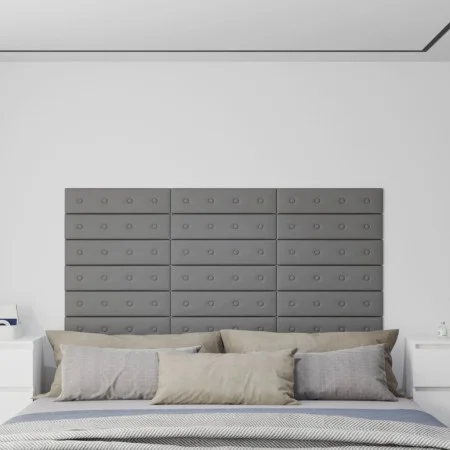 Wandpaneele 12 Stück graues Kunstleder 60x15 cm 1,08 m² von vidaXL, Wandverkleidung - Ref: Foro24-343984, Preis: 28,00 €, Rab...