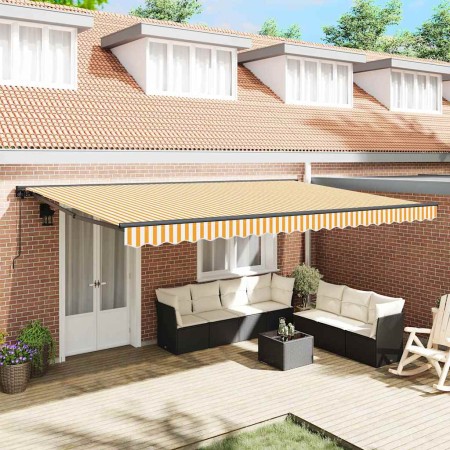 Toldo Retráctil Amarillo y 500 x 300 cm Poliéster y metal en Toldos | Comprar online en Foru.es