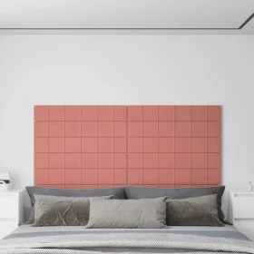 Paneles de pared 12 uds terciopelo rosa 90x15 cm 1,62 m² de vidaXL, Recubrimiento de paredes - Ref: Foro24-344108, Precio: 38...