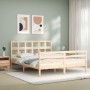 Estructura de cama con cabecero madera maciza 160x200 cm de vidaXL, Camas y somieres - Ref: Foro24-3194841, Precio: 139,96 €,...