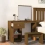 Mesa tocador de madera maciza de pino marrón miel 95x50x134 cm de vidaXL, Tocadores para dormitorios - Ref: Foro24-820090, Pr...
