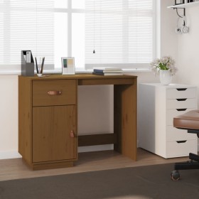 Escritorio de madera maciza de pino marrón miel 95x50x75 cm de vidaXL, Escritorios - Ref: Foro24-820105, Precio: 136,44 €, De...