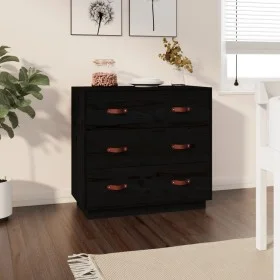 Solid black pine wood sideboard 80x40x75 cm by vidaXL, Sideboards - Ref: Foro24-820111, Price: 134,37 €, Discount: %
