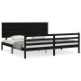Estructura de cama con cabecero madera maciza negro 200x200 cm de vidaXL, Camas y somieres - Ref: Foro24-3195245, Precio: 186...