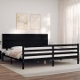 Estructura de cama con cabecero madera maciza negro 200x200 cm de vidaXL, Camas y somieres - Ref: Foro24-3195245, Precio: 186...