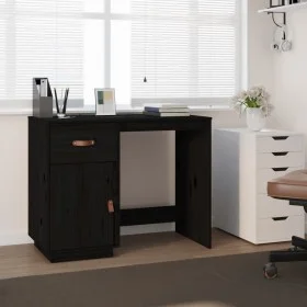 Solid black pine wood desk 95x50x75 cm by vidaXL, Desks - Ref: Foro24-820106, Price: 140,74 €, Discount: %