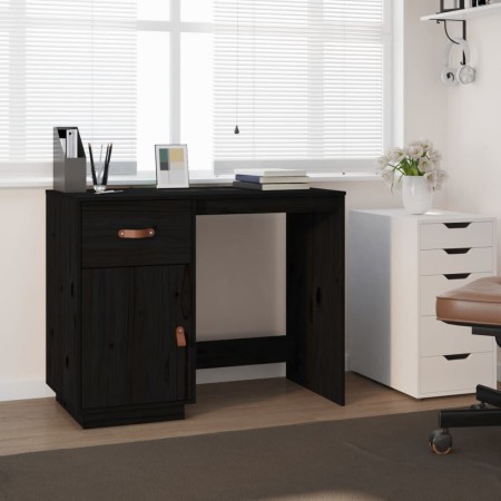 Escritorio de madera maciza de pino negro 95x50x75 cm de vidaXL, Escritorios - Ref: Foro24-820106, Precio: 142,83 €, Descuent...