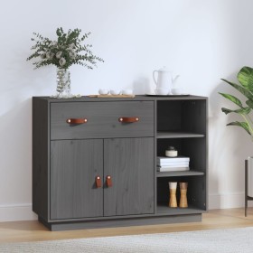 Aparador de madera maciza de pino gris 98,5x40x75 cm de vidaXL, Aparadores - Ref: Foro24-820139, Precio: 184,14 €, Descuento: %