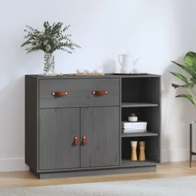 Solid gray pine wood sideboard 98.5x40x75 cm by vidaXL, Sideboards - Ref: Foro24-820139, Price: 181,17 €, Discount: %