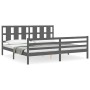 Estructura de cama con cabecero madera maciza gris 200x200 cm de vidaXL, Camas y somieres - Ref: Foro24-3194138, Precio: 181,...