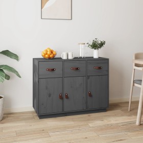Aparador de madera maciza de pino gris 100x40x75 cm de vidaXL, Aparadores - Ref: Foro24-820149, Precio: 173,78 €, Descuento: %