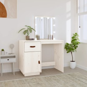 Mesa tocador con LED madera maciza pino blanco 95x50x133,5 cm de vidaXL, Tocadores para dormitorios - Ref: Foro24-820093, Pre...