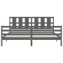 Estructura de cama con cabecero madera maciza gris 200x200 cm de vidaXL, Camas y somieres - Ref: Foro24-3194138, Precio: 181,...