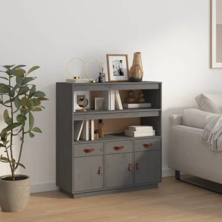 Aparador alto madera maciza de pino gris 100x40x108,5 cm de vidaXL, Aparadores - Ref: Foro24-820164, Precio: 191,48 €, Descue...