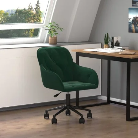 Silla de oficina giratoria de terciopelo verde oscuro de vidaXL, Sillas de oficina - Ref: Foro24-344869, Precio: 91,72 €, Des...