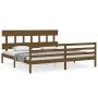Estructura cama y cabecero madera maciza marrón miel 200x200 cm de vidaXL, Camas y somieres - Ref: Foro24-3195179, Precio: 17...