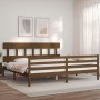 Estructura cama y cabecero madera maciza marrón miel 200x200 cm de vidaXL, Camas y somieres - Ref: Foro24-3195179, Precio: 17...