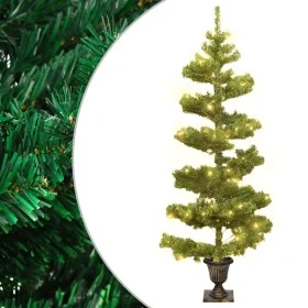Árbol de Navidad en espiral con maceta y LED PVC verde 120 cm de vidaXL, Arboles de navidad - Ref: Foro24-344649, Precio: 27,...