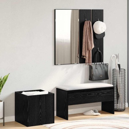Conjunto de muebles de recibidor 5 pcs Roble Negro y Plata en Bancos para recibidores y almacenamiento | Comprar online en Foru.