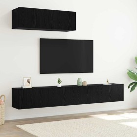 Conjunto de mueble de TV 3 pcs Roble Negro Madera de ingeniería en Muebles TV | Comprar online en Foru.es